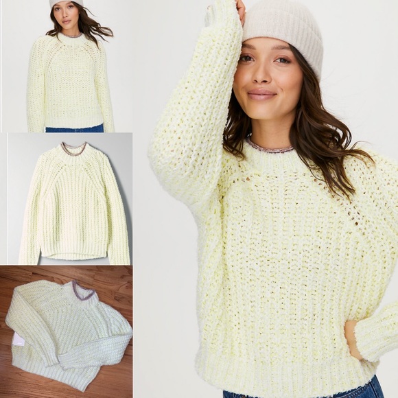 Aritzia Wilfred Confetti Sweater neon yellow S NWT - Picture 2 of 8